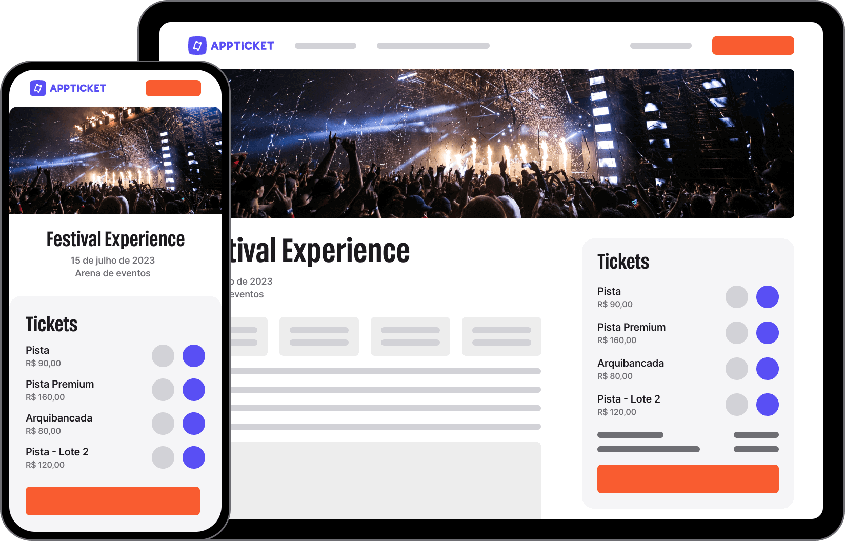 Site do evento vendendo ingressos online